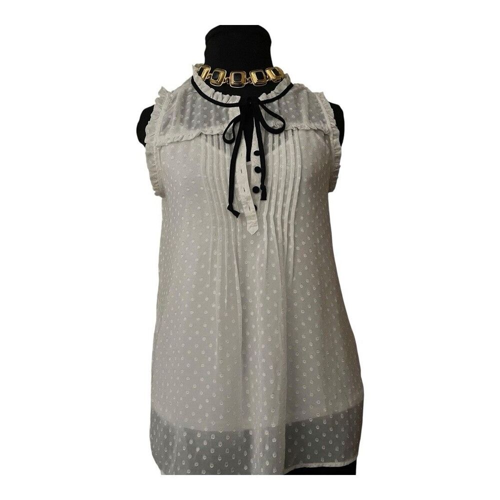 DANIEL RAINN Stitch Fix White Blouse SM Sheer Boho Ditzy Fairy Cottage Beachy